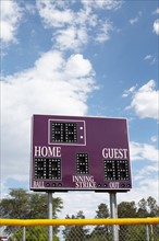 Low angle view of scoreboard