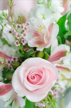 Bunch of flowers with pink rose