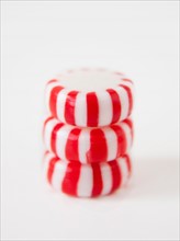 Studio Shot of stack of Peppermint Candies