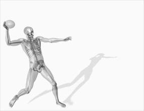 Human skeleton throwing ball