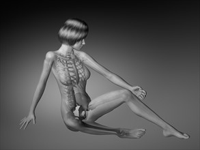 Female figure with skeleton and body parts visible