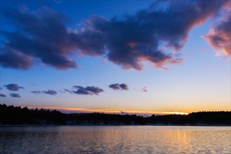 Sunset. Walden Pond, Concord, Massachusetts.