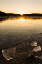 Icy water surface. Walden Pond, Concord, Massachusetts.