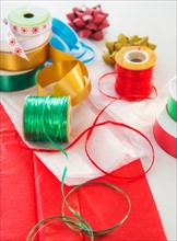 Studio shot of colorful ribbons