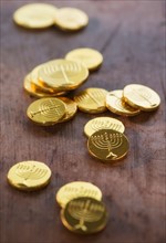 Heap of chocolate coins
