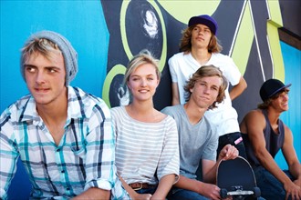 Portrait of young skateboarders