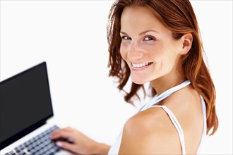 Pretty woman using laptop