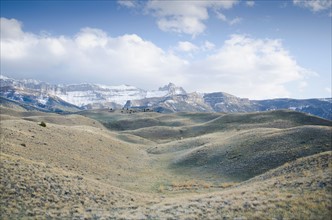 View of Shoshone National Forest with Rocky Mountains in background