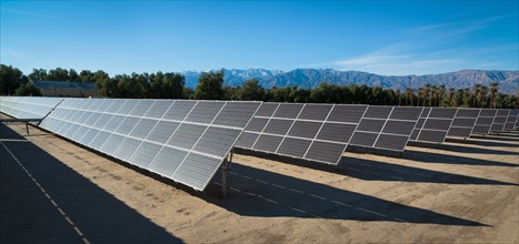 Solar panels on desert
