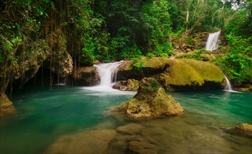 Tropical waterfall. Jamaica.