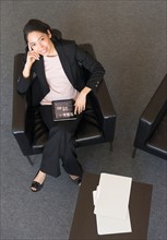 Portrait of businesswoman seen from above.