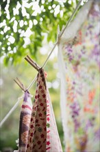 Laundry hanging on garden rope