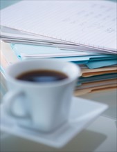 Close-up of coffee and paper material
