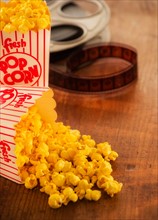 Studio Shot, Film reel and box of popcorn