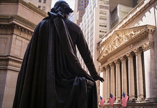 George Washington statue at New York Stock Exchange. New York City, New York.