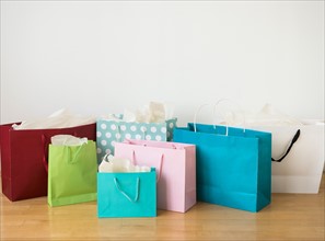 Colorful shopping bags, studio shot