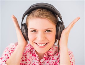 Portrait of woman in headphones