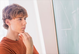 Teenage boy (14-15) in classroom