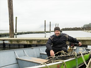 Portrait of man in boat
