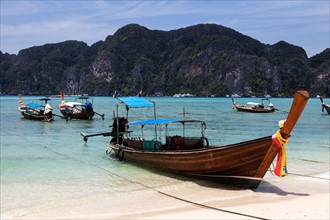Traditional boats moored on beach
