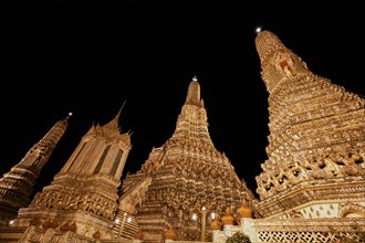 Facade of Wat Arun Temple at night