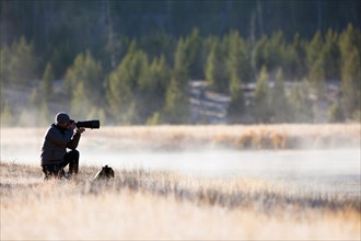 Man photographing nature