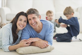 Parents with kids (12-17 months, 6-7) at home.
