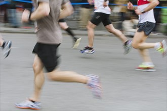Marathon runners in action. USA, New York State, New York City.
Photo : Kristin Lee