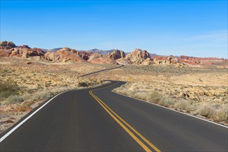 Empty road leading through desert. Valley of Fire State Park, California, USA.
Photo : Gary