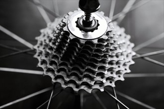 Close-up of bicycle gears.
Photo : Maisie Paterson