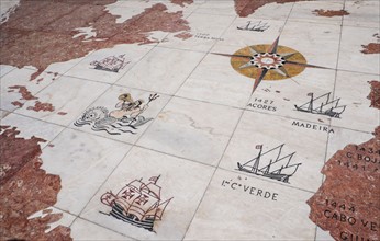 Map on Monument to Discoveries. Lisbon, Portugal.