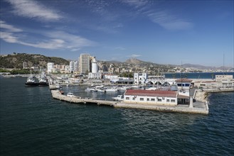 Malaga, Mediterranean Sea, View of harbor. Malaga, Spain.