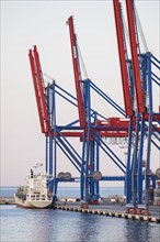 Malaga, Cargo container in harbor. Malaga, Spain.