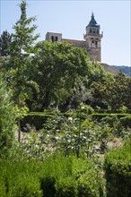 Monastery in garden. Valldemossa, Mallorca, Spain.