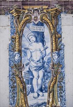 Ornate tiles at Plaza 5 de Outubro. Cascais, Portugal.