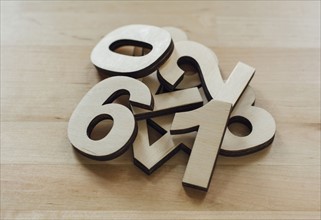 Heap of wooden numbers