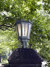 Lantern with subway sign