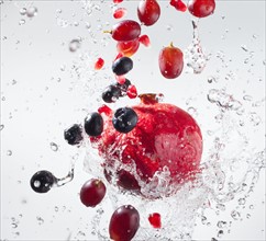 Droplets splashing on fruits