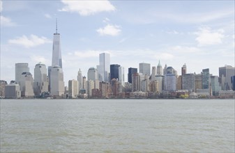Skyline of New York City with Freedom tower