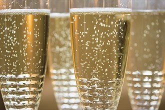 Close-up of champagne flutes