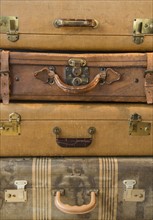 Studio shot of old fashioned suitcases