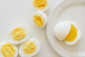 Studio shot of hard-boiled eggs