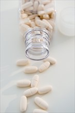 Studio shot of pills in bottle