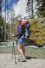 Woman with son (4-5) hiking