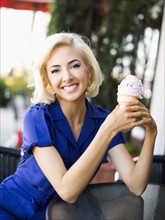 Woman posing with ice-cream