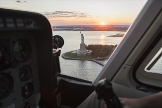 Cockpit in helicopter and Statue of Liberty