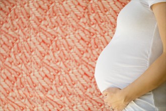 Side-view of pregnant woman