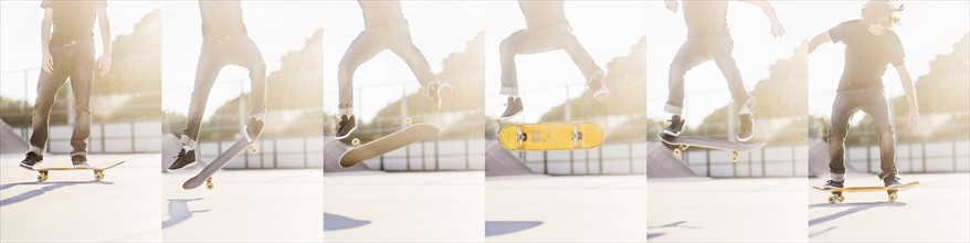 Montage of man skating