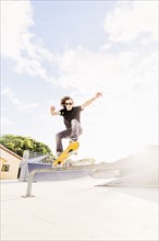Man skateboarding in skatepark