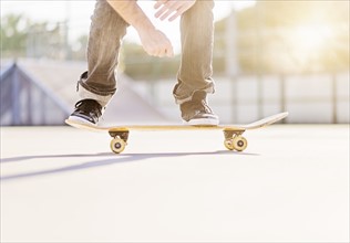 Man skateboarding in skatepark